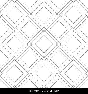 Pattern geometrico vettoriale senza giunture di quadrati e rombi intersecanti in uno stile lineare.semplice pattern monocromo geometrico vettoriale senza giunture in Illustrazione Vettoriale