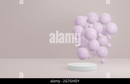 Minimal Abstract Geometry Shape background. Bianco podio minimalista mockup scena per cosmetica o un altro prodotto, 3D rendering Foto Stock