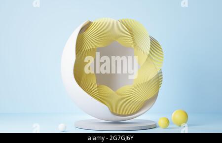 Sfondo astratto rendering 3d supporto ovale sfondo blu Foto Stock