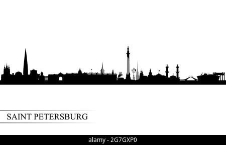 San Pietroburgo città skyline profilo sfondo, illustrazione vettoriale Illustrazione Vettoriale