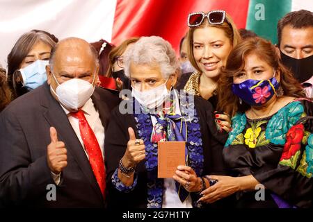 Città del Messico, Messico. 13 luglio 2021. Il Segretario degli interni del Messico, Olga Sanchez Cordero, durante il forum 'basi costituzionali della Quarta trasformazione' nella Camera dei deputati del Messico il 13 luglio 2021 a Città del Messico, Messico. (Foto di Eyepix/Sipa USA) Credit: Sipa USA/Alamy Live News Foto Stock