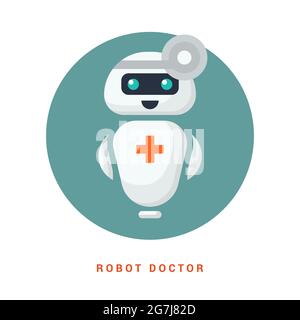 Icona del medico robot nello stile della linea. Illustrazione Vettoriale