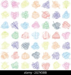 Raccolta di icone astratte multicolore su vari argomenti - illustrazione vettoriale Illustrazione Vettoriale