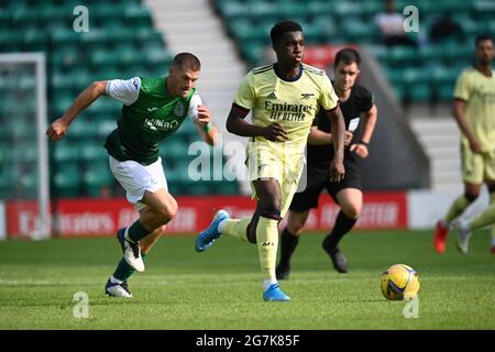 Easter Road Stadium .Edinburgh .Scotland. UK .13th July 21 Eddie Nketiah Arsenal Credit: eric mcowat/Alamy Live News Foto Stock