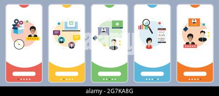 Icone di rating, business, sondaggio, feedback e business. Concetti di business del servizio di valutazione, sondaggio online, feedback dei clienti e sondaggio sui clienti. Web Illustrazione Vettoriale