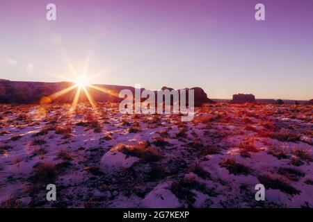 Tramonto sulla neve a Sedona Foto Stock