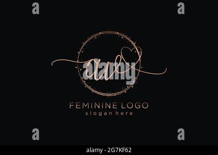 Logo AV manoscritto con logo vettoriale a forma di cerchio di matrimonio iniziale, moda, floreale e botanico con template creativo. Illustrazione Vettoriale