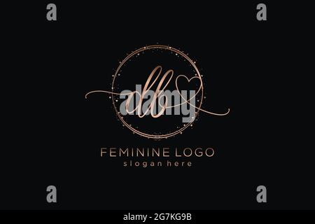 DB Handwriting logo con logo vettoriale a forma di cerchio di matrimonio iniziale, moda, floreale e botanico con template creativo. Illustrazione Vettoriale