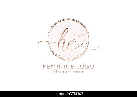 EGLI calligrafia logo con cerchio modello vettore logo di matrimonio iniziale, moda, floreale e botanico con modello creativo. Illustrazione Vettoriale