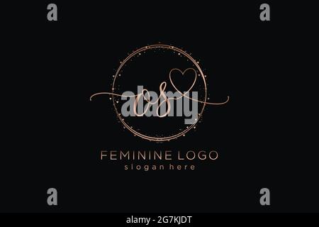 Logo OS Handwriting con logo vettoriale modello circolare di matrimonio iniziale, moda, floreale e botanico con template creativo. Illustrazione Vettoriale