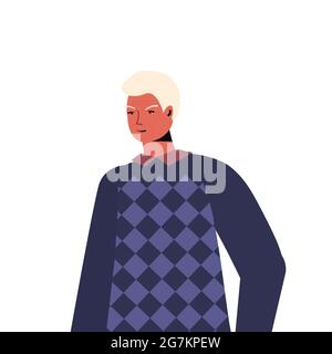 vecchio uomo in abiti casual trendy senior uomo cartone animato carattere grigio capelli nonno Illustrazione Vettoriale