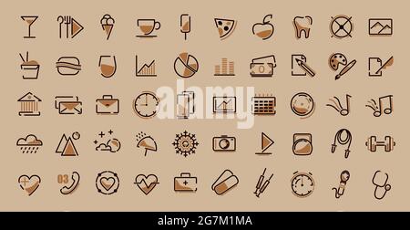 Icone astratte, hobby e vita quotidiana - illustrazione vettoriale Illustrazione Vettoriale