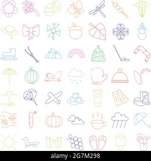 Raccolta di icone astratte multicolore su vari argomenti - illustrazione vettoriale Illustrazione Vettoriale