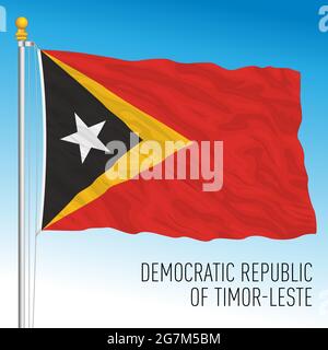 Timor Est bandiera ufficiale nazionale, paese asiatico, illustrazione vettoriale Illustrazione Vettoriale