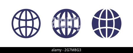 Insieme di icone globali, Internet, browser e globo. Illustrazione vettoriale Illustrazione Vettoriale
