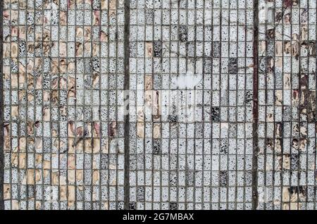 Texture mosaico rettangoli monocromo grunge texture. Elemento foto stile loft. Foto Stock