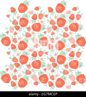 Fragole di forme geometriche. Design estivo brillante per stampa, poster, cartolina Illustrazione Vettoriale