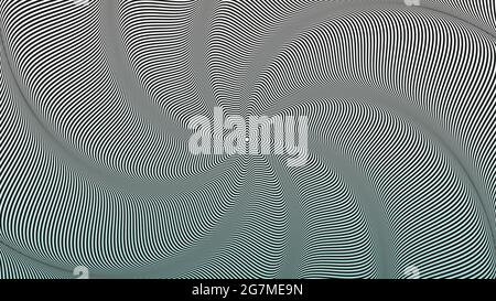 Illusione ottica monocromatica a spirale. Sfondo dei movimenti di torsione e rotazione. Effetto dinamico. Illustrazione vettoriale Illustrazione Vettoriale