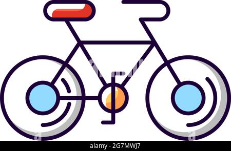 Icona colore RGB rosso bianco blu bicicletta. Illustrazione Vettoriale
