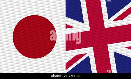 Stati Uniti d'America e Giappone due Half Flags insieme tessile illustrazione Foto Stock