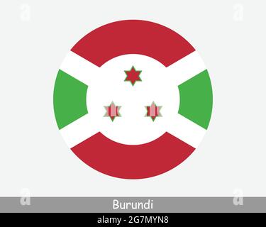 Bandiera del Circolo circolare del Burundi. Pulsante circolare Burundi icona banner. Vettore EPS Illustrazione Vettoriale