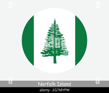 Bandiera circolare di Norfolk Island. Territorio esterno dell'Australia. Territorio esterno australiano. Icona banner pulsante circolare. Vettore EPS Illustrazione Vettoriale