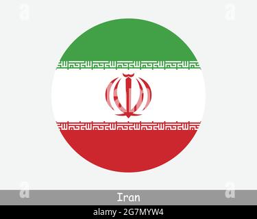 Bandiera circolare Iran. Icona banner pulsante circolare Persia. Vettore EPS Bandiera persiana iraniana Illustrazione Vettoriale