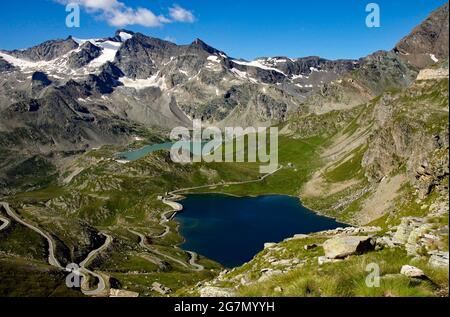 Laghi Agnel e Serrù, Piemonte, Italia Foto Stock