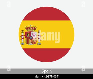 Spagna bandiera circolare. Icona banner pulsante circolare spagnolo. Spaniard Flag EPS Vector Illustrazione Vettoriale