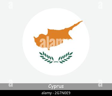 Bandiera circolare Cipro. Icona banner pulsante circolare cipriota. Vettore EPS Illustrazione Vettoriale
