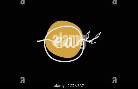 Logo botanico in stile Letter AE o EA boho in design piatto minimal Illustrazione Vettoriale