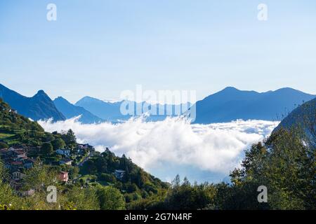 Villaggio Brè (Svizzera) sul Lago di Lugano Foto Stock