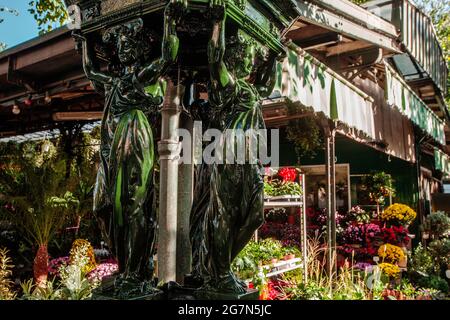 FRANCIA, PARIGI, 75004, IL MERCATO DEI FIORI DI ELIZABETH-II Foto Stock