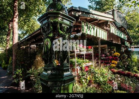 FRANCIA, PARIGI, 75004, IL MERCATO DEI FIORI DI ELIZABETH-II Foto Stock