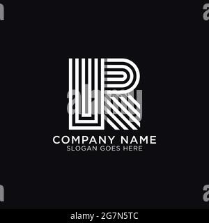 Monogramma con lettere U e R quadrate, nome iniziale UR logo design con profilo Illustrazione Vettoriale