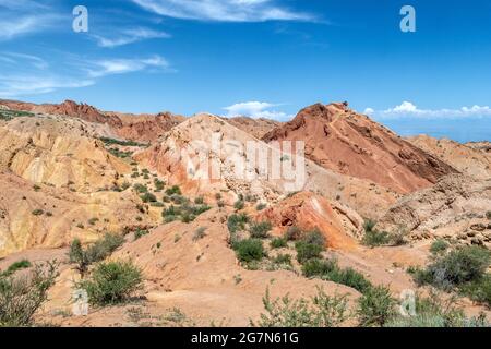 Skazka (fiaba) Canyon, vicino alla sezione meridionale del lago Issyk-Kul, Kirghizistan Foto Stock