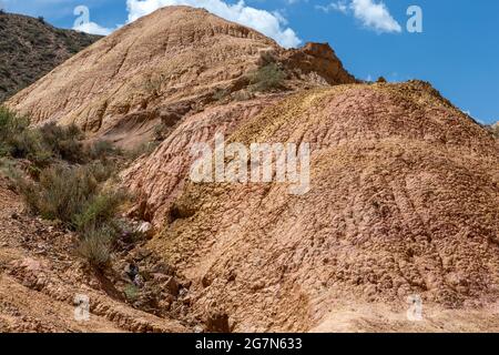 Skazka (fiaba) Canyon, vicino alla sezione meridionale del lago Issyk-Kul, Kirghizistan Foto Stock