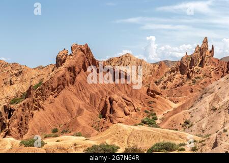 Skazka (fiaba) Canyon, vicino alla sezione meridionale del lago Issyk-Kul, Kirghizistan Foto Stock