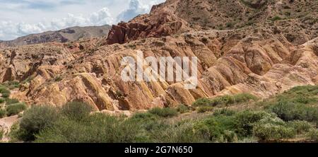 Skazka (fiaba) Canyon, vicino alla sezione meridionale del lago Issyk-Kul, Kirghizistan Foto Stock