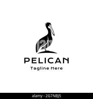 Modello di illustrazione vettoriale per il disegno del logo Pelican Bird Illustrazione Vettoriale