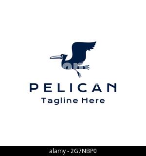 Modello di illustrazione vettoriale per il disegno del logo Pelican Bird Illustrazione Vettoriale