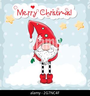 Biglietto d'auguri di Natale con cute Gnome Illustrazione Vettoriale