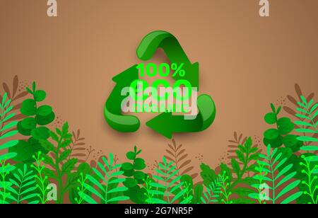 Simbolo di riciclaggio, frecce ad anello triangolari, icona verde sfondo bianco. Illustrazione vettoriale Illustrazione Vettoriale