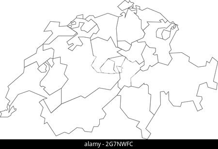 Mappa vettoriale della Svizzera per studiare incolore con contorno Illustrazione Vettoriale