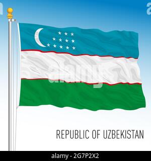 Bandiera nazionale ufficiale dell'Uzbekistan, paese asiatico, illustrazione vettoriale Illustrazione Vettoriale