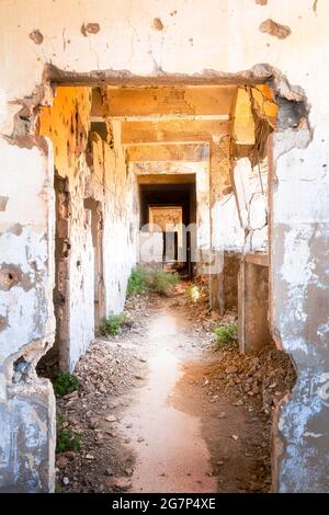 Scuola abbandonata nel distretto di Aley Libano Foto Stock