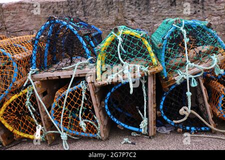 Una trappola di aragosta o pentola di aragosta è una trappola aragoste o gamberi.in Scozia parola creel è utilizzato per un dispositivo utilizzato per catturare aragoste e altri crostacei Foto Stock