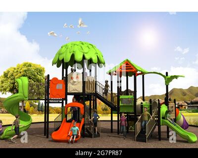 PARQUE DE JUEGOS PARA NIÑOS, PARCO GIOCHI PER BAMBINI – RENDER Foto Stock