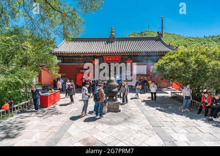 Antico tempio di Shuxiang tempio in montagna Wutai, provincia di Shanxi, Cina Foto Stock
