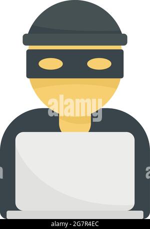 Icona hacker. Immagine piatta dell'icona del vettore hacker isolata su sfondo bianco Illustrazione Vettoriale